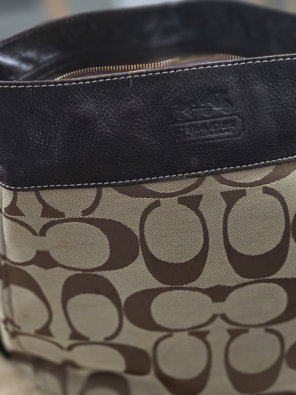 COACH Women’s Signature Canvas & Leather Tote Bag in Brown/Beige